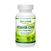 INNERVISNUTRITION Vitamin C500 Calcium – with Rose Hips Support Healthy Immune System Bones Skin Teeth Health Antioxidant 180 Veggie Capsules Supplement