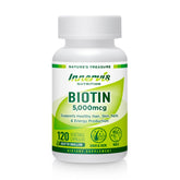 INNERVISNUTRITION Biotin 5000 mcg Supplement – Support Healthy Hair Growth Skin Nails Energy Production 120 Veggie Capsules Vitamin B7