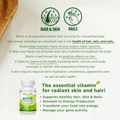 INNERVISNUTRITION Biotin 5000 mcg Supplement – Support Healthy Hair Growth Skin Nails Energy Production 120 Veggie Capsules Vitamin B7