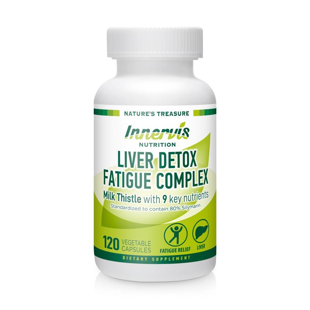 INNERVISNUTRITION Liver Detox Fatigue Complex – 120 Vegetable Capsules Liver Health with Milk Thistle and 9 Key Ingredients Energy Metabolism Supplement