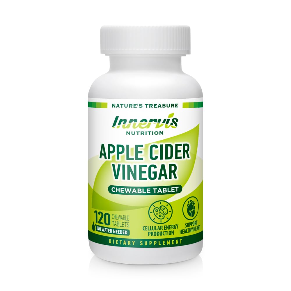 INNERVISNUTRITION Apple Cider Vinegar 120 Chewable Tablets Healthy Heart Immune Support Energy Production Supplement