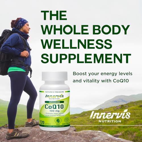 INNERVISNUTRITION Advanced CoQ10 100mg 120 Softgels Promote Heart Health Energy Production Powerful Antioxidant Supplement