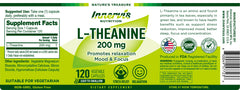 INNERVISNUTRITION L-Theanine 200mg - Promotes Relaxation Focus and Concentration 120 Veggie Capsules Stress Relief Supplement