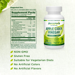 INNERVISNUTRITION Apple Cider Vinegar 120 Chewable Tablets Healthy Heart Immune Support Energy Production Supplement